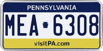 PA license plate MEA6308