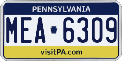 PA license plate MEA6309
