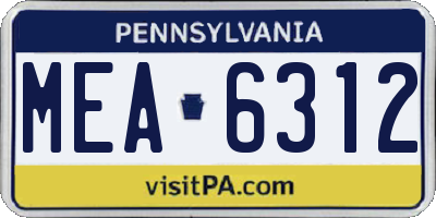 PA license plate MEA6312
