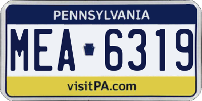 PA license plate MEA6319