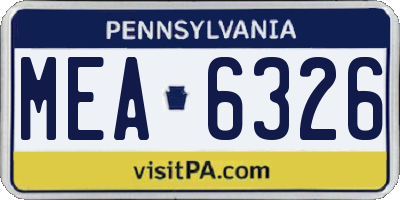 PA license plate MEA6326