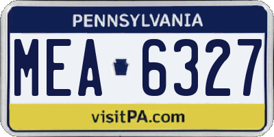 PA license plate MEA6327
