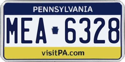 PA license plate MEA6328
