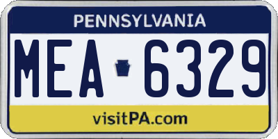 PA license plate MEA6329