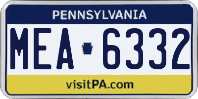 PA license plate MEA6332
