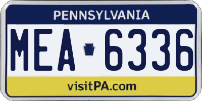 PA license plate MEA6336