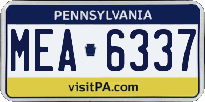 PA license plate MEA6337