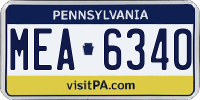 PA license plate MEA6340