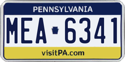 PA license plate MEA6341