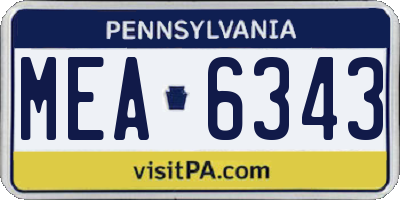 PA license plate MEA6343