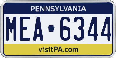 PA license plate MEA6344