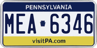 PA license plate MEA6346