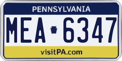 PA license plate MEA6347