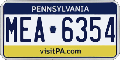 PA license plate MEA6354