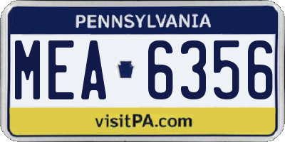 PA license plate MEA6356