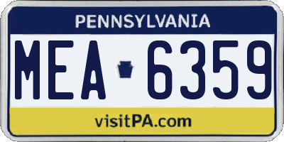 PA license plate MEA6359