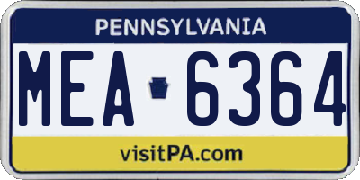 PA license plate MEA6364