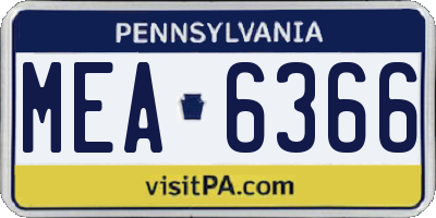 PA license plate MEA6366