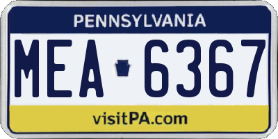 PA license plate MEA6367