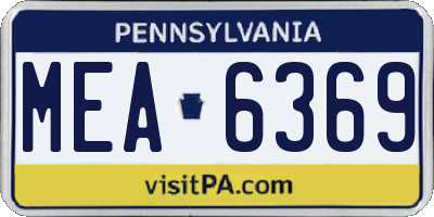 PA license plate MEA6369