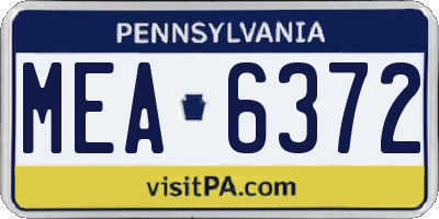PA license plate MEA6372