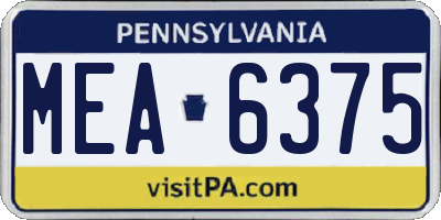 PA license plate MEA6375