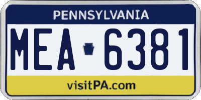 PA license plate MEA6381