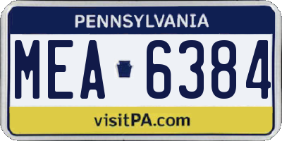 PA license plate MEA6384
