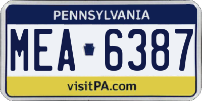 PA license plate MEA6387