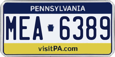 PA license plate MEA6389