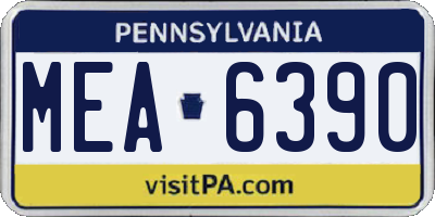 PA license plate MEA6390