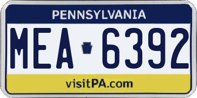 PA license plate MEA6392