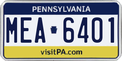 PA license plate MEA6401