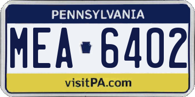 PA license plate MEA6402