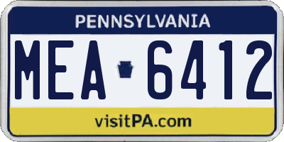 PA license plate MEA6412