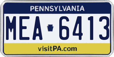 PA license plate MEA6413