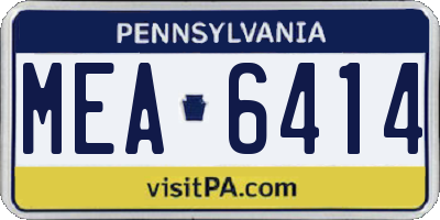 PA license plate MEA6414