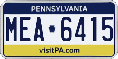 PA license plate MEA6415