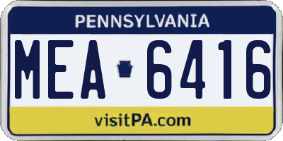 PA license plate MEA6416