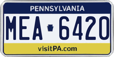 PA license plate MEA6420