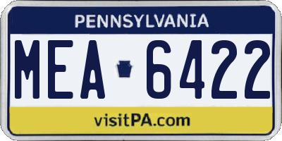 PA license plate MEA6422