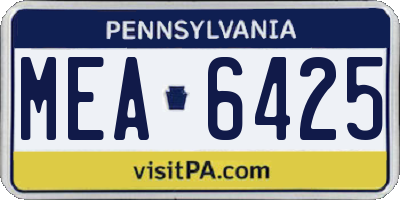 PA license plate MEA6425