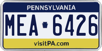 PA license plate MEA6426