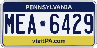 PA license plate MEA6429
