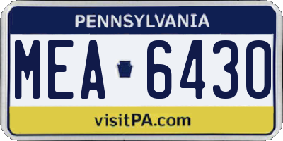 PA license plate MEA6430