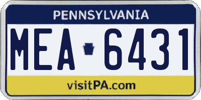 PA license plate MEA6431