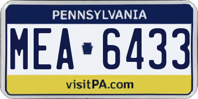 PA license plate MEA6433