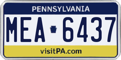 PA license plate MEA6437