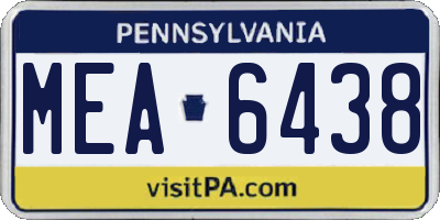 PA license plate MEA6438