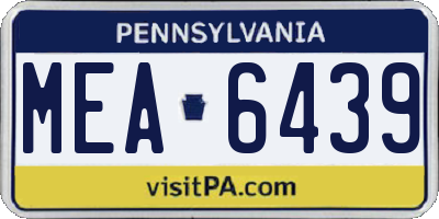PA license plate MEA6439